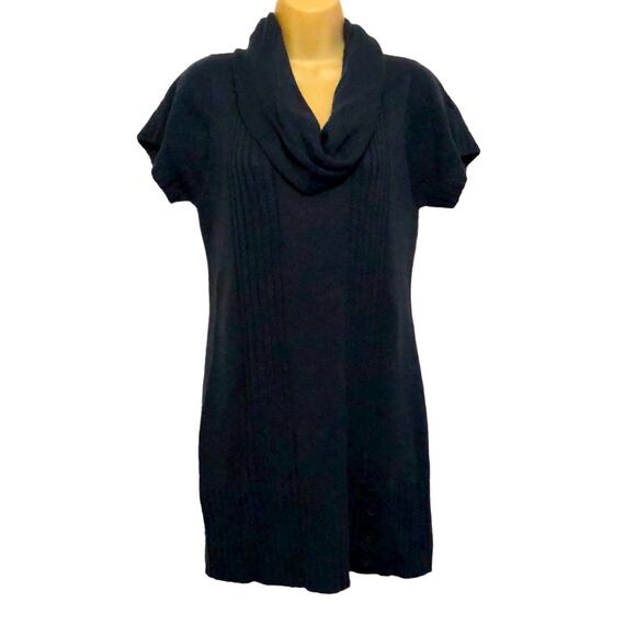 Dots Dark Teal Blue Tunic Sweater Dress Junior Size XL Removable Cowl Neck - Picture 1 of 8